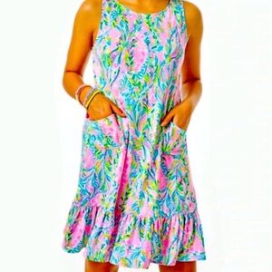 Brand new with tag Lilly Pulitzer Kristen Flounce Dress in Unicorn of The Sea, L